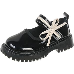 HBDHEJL Girls Mary Jane Dress Shoes Scalloped Non Slip Closed Toe Shoes School Wedding Party Flats for Little Kid/Big Kid