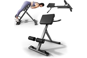 FITKS360 Roman Chair Hyperextension Bench – Adjustable Back Extension Machine for Glutes, Hamstrings & Lower Back – Foldable Multi-Purpose Workout Equipment for Home Gym（Big Pad）