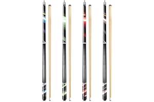 Wakefa 58 inch Pool Sticks Set of 4, 13mm Tip Pool Cues Billiard Cue Sticks for House Bar, Maple Wood Pool Table Sticks with 2 Chalk for Professional Billiard Players 18 19 20 21 oz