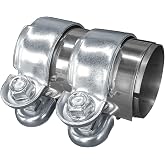 UHANBUT 2 Inch Automotive Exhaust Clamp, Stainless Steel | Butt Joint Bolts Band Flanges Clamp Assembly, Universal Tube Connector Sleeve Coupler for Muffler