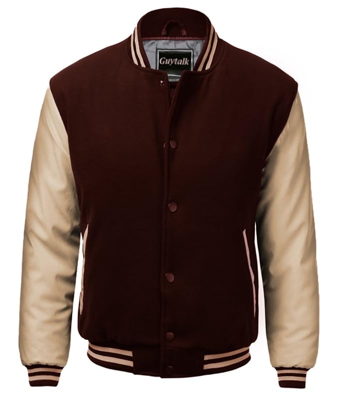 Guytalk Men's Letterman Style Premium Thick Fabric Varsity Baseb
