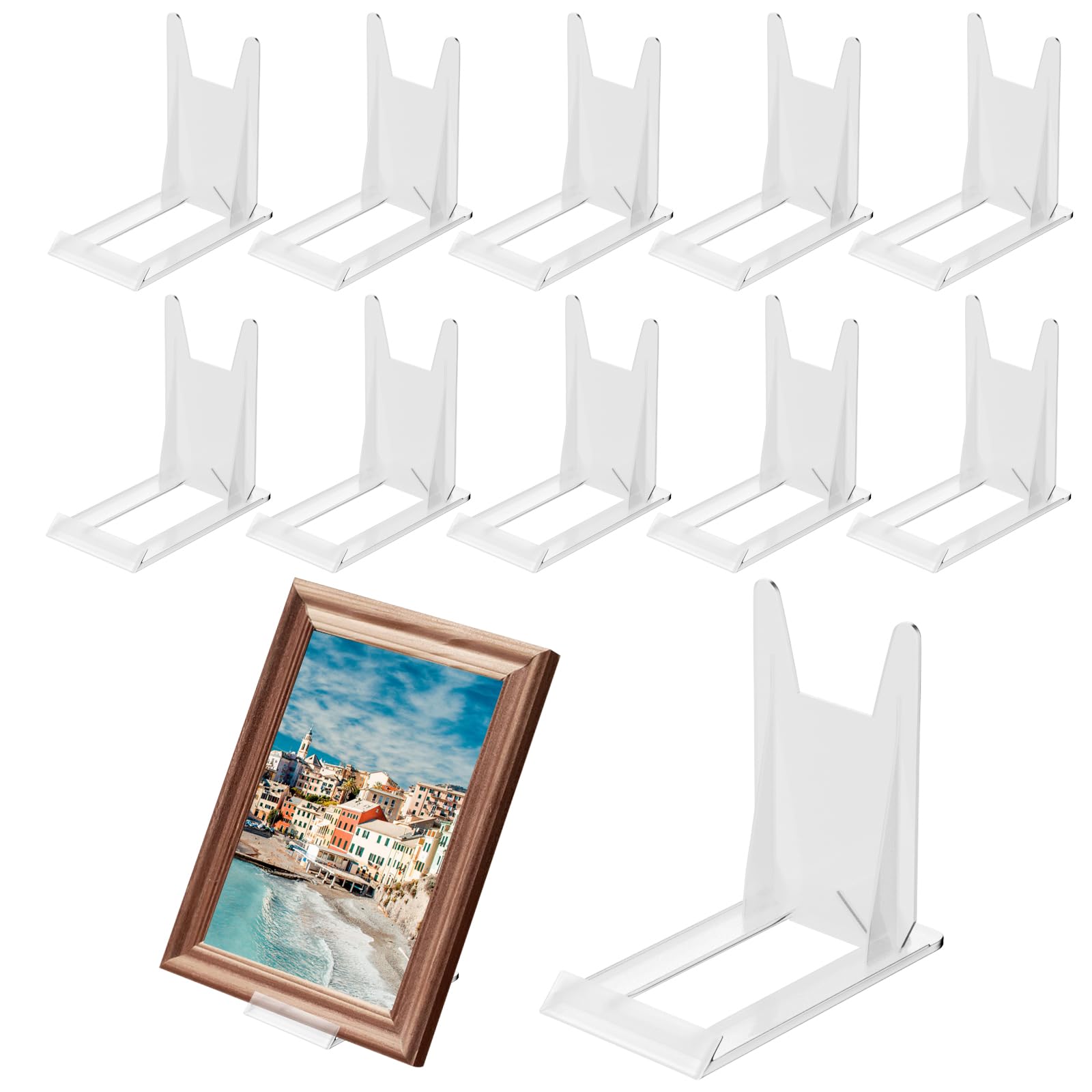 Photo 1 of 10 Pack Acrylic Book Stand for Display - Adjustable Clear Holder for Bible, Card, Brochure, Comic, Album, Magazine, Postcard, Artworks (4.4 X 4.13 X 2.36 Inch)