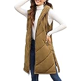 HEEKPEK Womens Puffer Vest Sleeveless Hooded Long Puffy Vests Zip Up Quilted Thick Winter Jackets Outerwear with Pockets