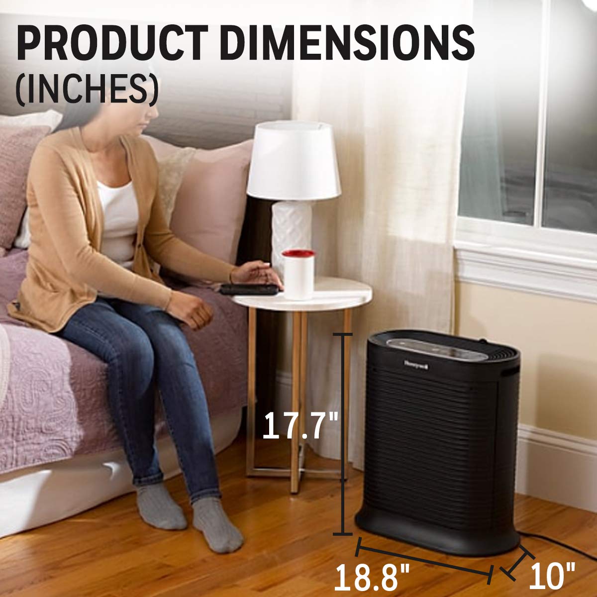 Honeywell Allergen Plus True HEPA Air Purifier, Airborne Allergen Reducer for Large Rooms, Reduces Smoke, Pollen, Pet Dander, and Dust, Black, HPA250B