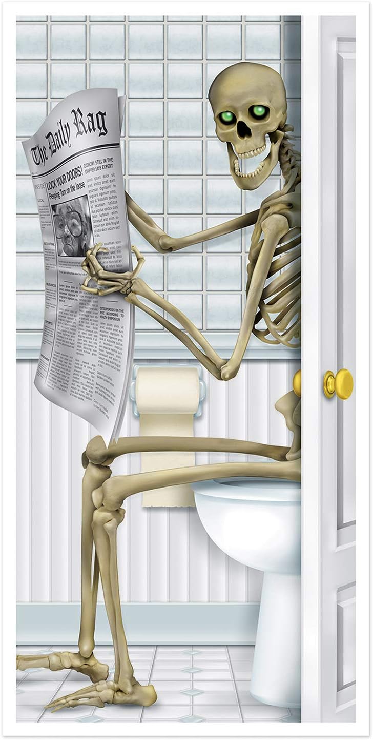Skeleton Restroom Door Cover Party Accessory (1 count) (1/Pkg): Kitchen & Dining