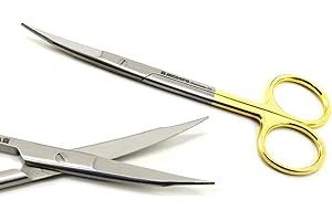 MEDSPO Professional Dental Surgical Medical Dissecting Scissors | Trimming Cutting Nursing Stitch Suture Veterinary | Tissue Surgery Instruments (Goldman Fox Scissors Cur TC 13cm)