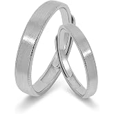 Meissa 2Pcs Couple Rings for Men and Women 925 Sterling Silver Wedding Band Matching Promise Rings Handmade Bridal Jewelry