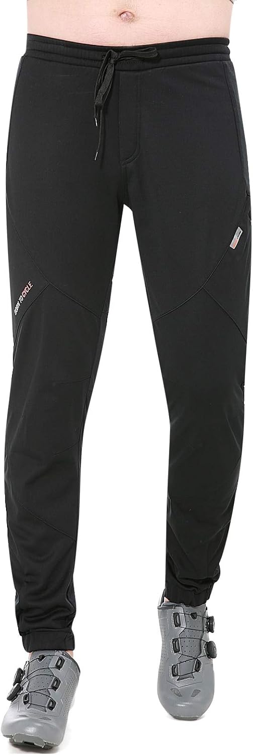 Santic Men's Cycling Pants Fleece Thermal Windproof Winter Outdoor Athletic Pants for Biking Running Hiking : Clothing