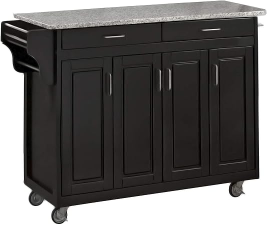 Home Styles Create A Cart Armoire De Cuisine Chariot Bois Dur Noir Gray Granite Top Amazon Fr Cuisine Maison