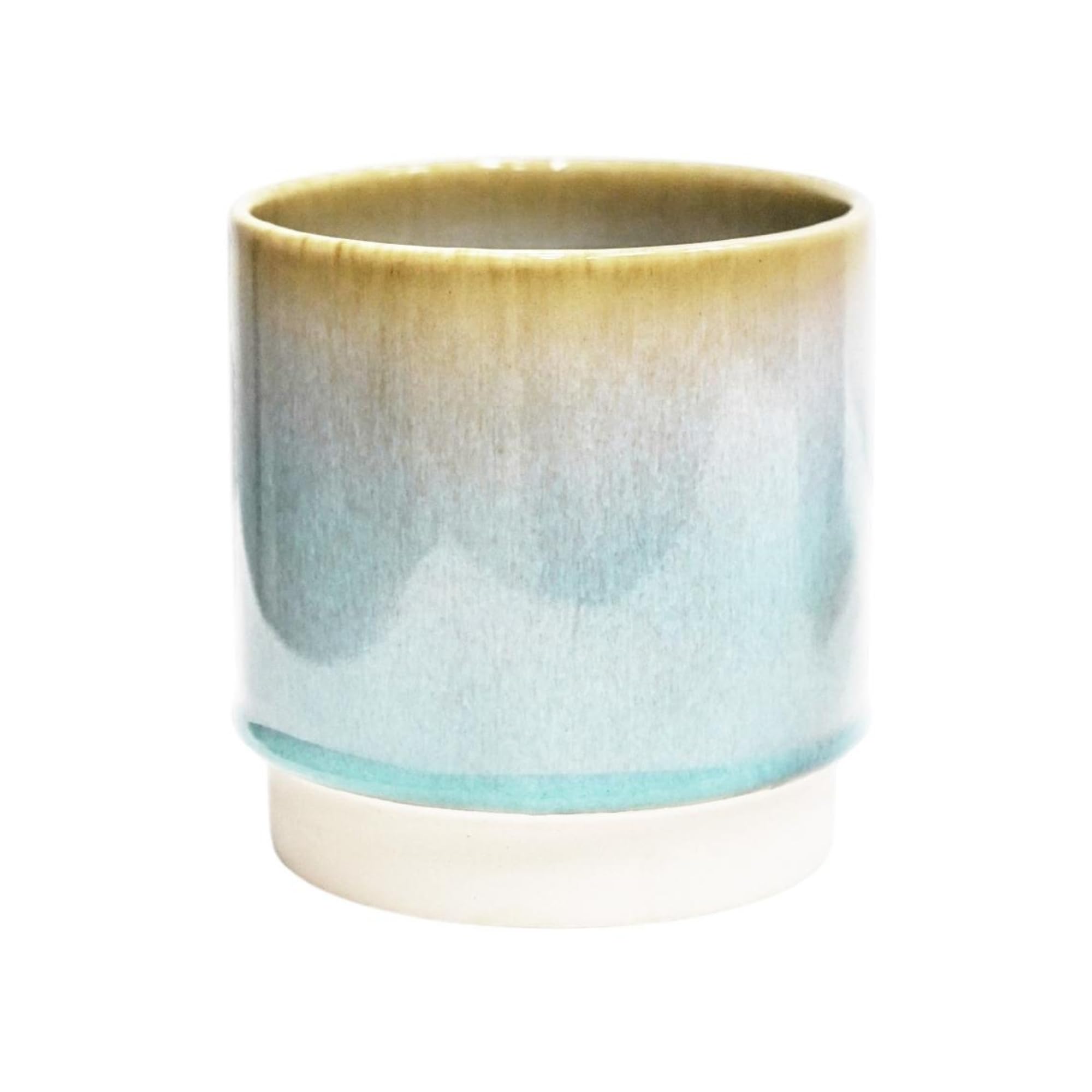 Ivyline Copenhagen Two Tone Planter in Aqua - Waterproof & Stylish - Contemporary Indoor Earthenware Flower Pot with Glazed Finish - H14cm x D13.5cm