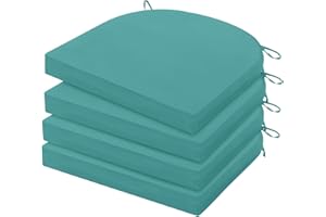 HARBOREST Outdoor Chair Cushions Set of 4, Water Resistant Patio Chair Cushions with Ties, Outdoor Seat Cushions for Patio Furniture, 17"x16"x2", Teal