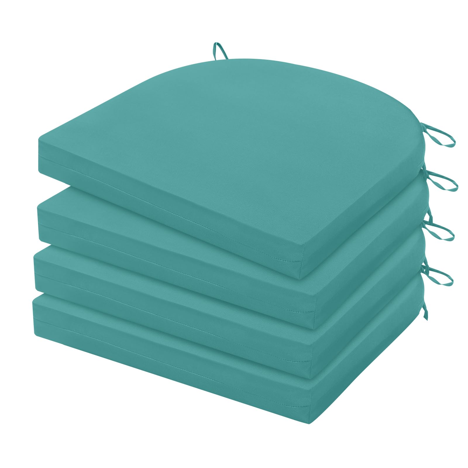 Photo 1 of HARBOREST Outdoor Chair Cushions Set of 4, Water Resistant Patio Chair Cushions with Ties, Outdoor Seat Cushions for Patio Furniture, 17"x16"x2", Teal