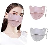 YUANST 2Pcs UV Face Mask, Sun Masks for Women, Cooling Breathable Face Cover for Outdoors, Washable Reusable