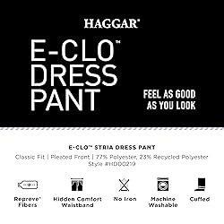 Haggar mens Eclo Stria Expandable-waist Pleat-front