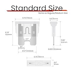 (25Pcs) 25 Amp Standard Car Fuses, 25A Automotive