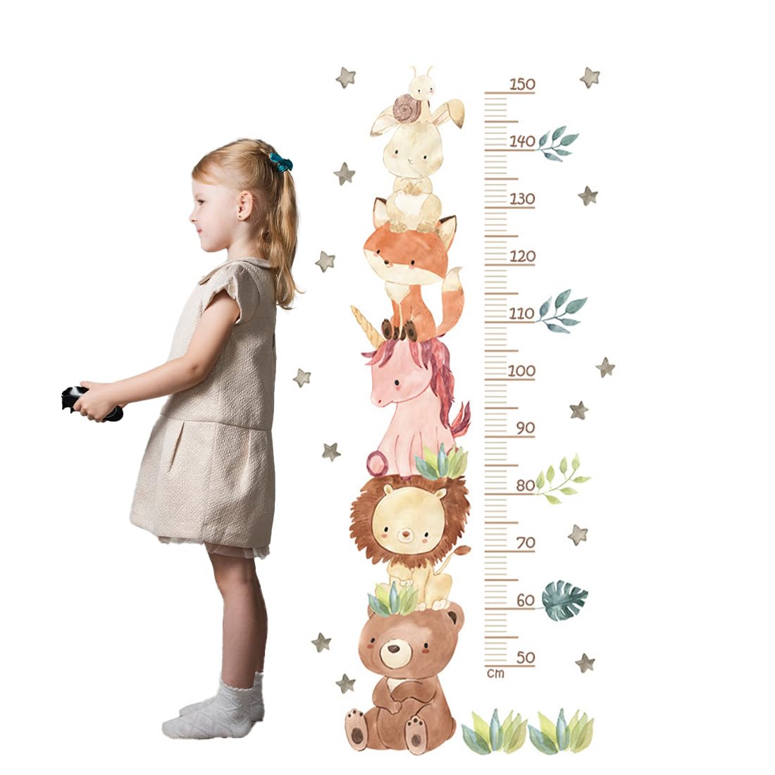LICHUANUK Kids Chart Wall Sticker Forest Animals Sticker Wall Chart Kids Chart Wall Sticker Kids Room Decor for Boys Girls Measuring 50-150cm