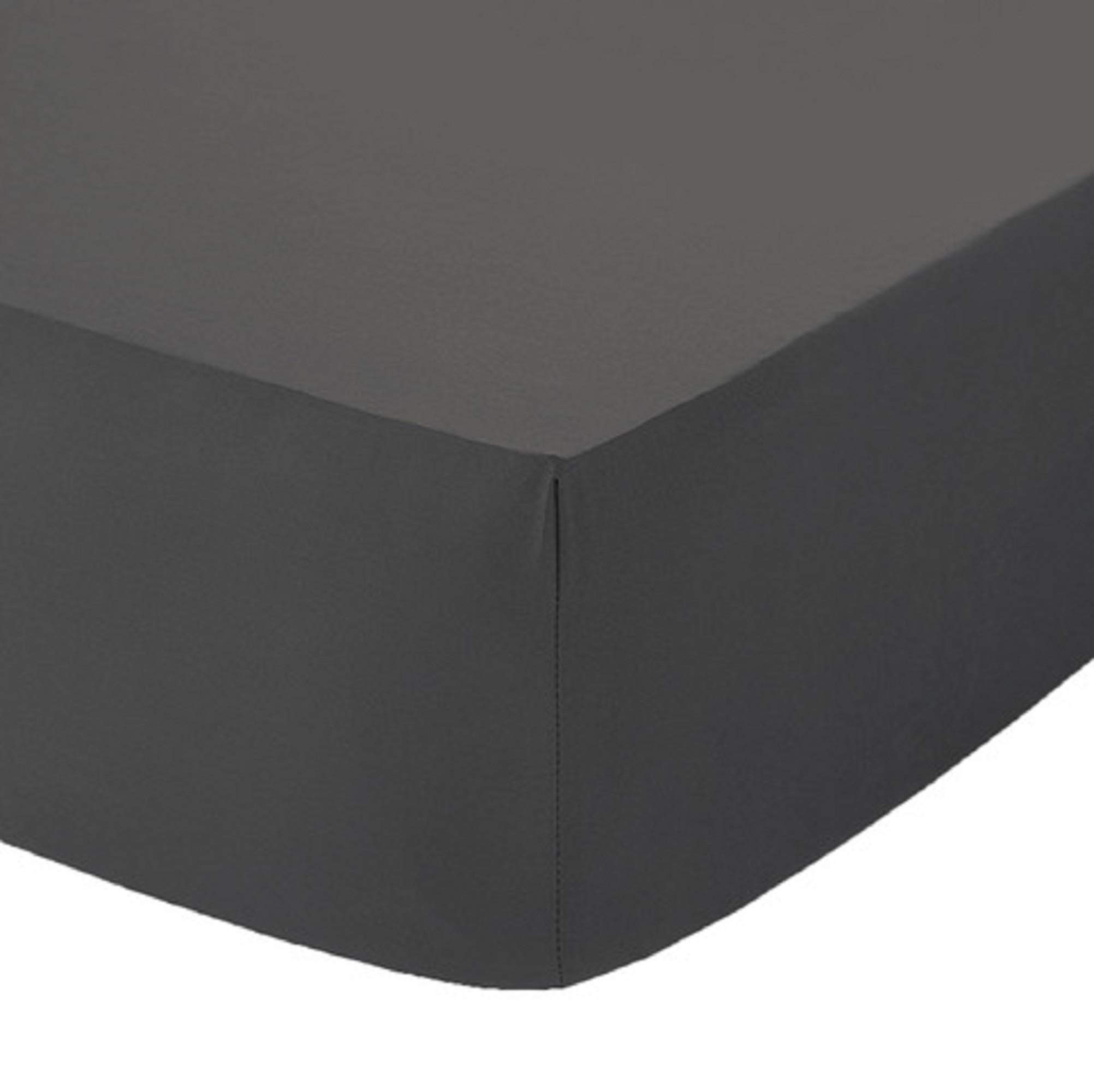 Comfy Nights Extra Deep 40Cm PolyCotton Easy Care Pecale Fitted Sheet Or Pillow Pair (Single, Charcoal)