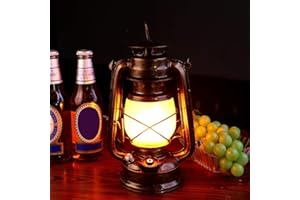 RASTKY Vintage Dimmable Hanging Hurricane Lantern for Indoor Or Outdoor, Rechargeable LED Lamp for Elderly Gift, Bronze Iron 