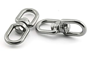 JCBIZ 2pcs M6 Double Eye Chain Swivels Hook Shackle 304 Stainless Steel Rigging Marine Hardware Fitting D Ring Connector