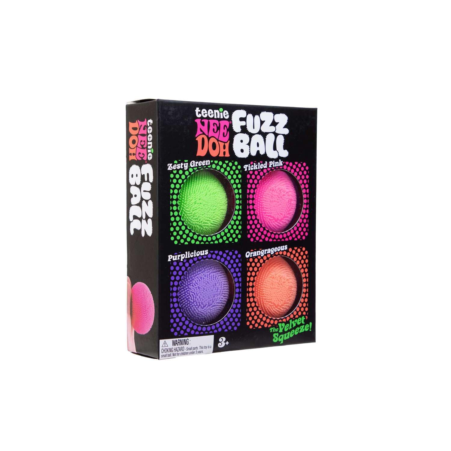 Schylling NeeDoh Teenie Needoh Fuzzball 4 Pack - Sensory Squeeze Toy - 1.5" in Diameter - Colors May Vary