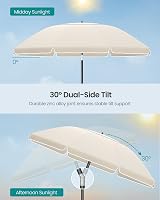 SONGMICS 1.8m Parasol Garden Umbrella UPF 50+ 30° Tilt Adjustable Beige view 3