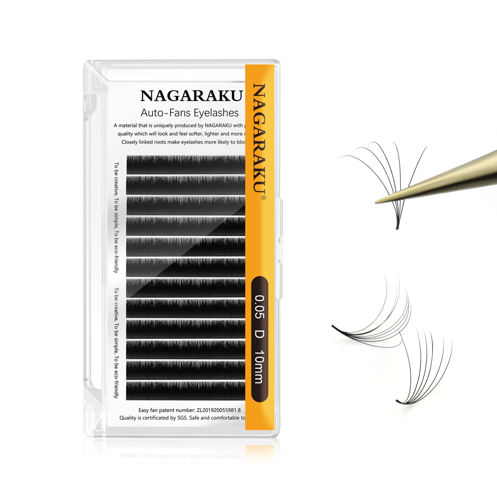 NAGARAKU Auto Fan Lash 2 Layers Volume Eyelash Extensions 0.05 D Curl 10mm Length Natural Professional False Lashes Supplies Cluster 2D 3D 4D 5D 6D 10D Russian Easy Fan Lash