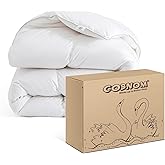 Cobnom® Feather and Down Fibres Comforter King Size - 100% Organic Cotton, Quill-Free & Ethical, Luxury All Season Duvet Insert (White, 106x90 Inches)