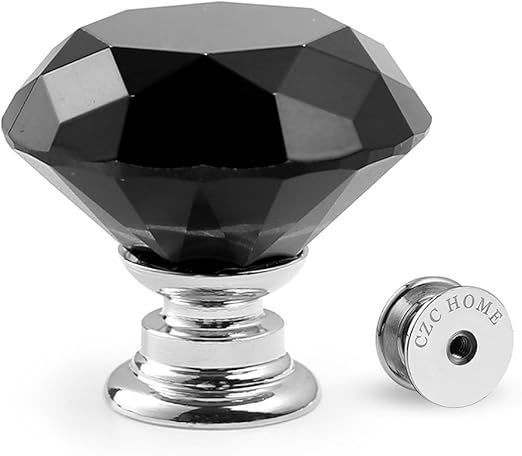 Czc Home 10 Pcs Diamond Crystal Glass Pull Handle Cabinet Knobs