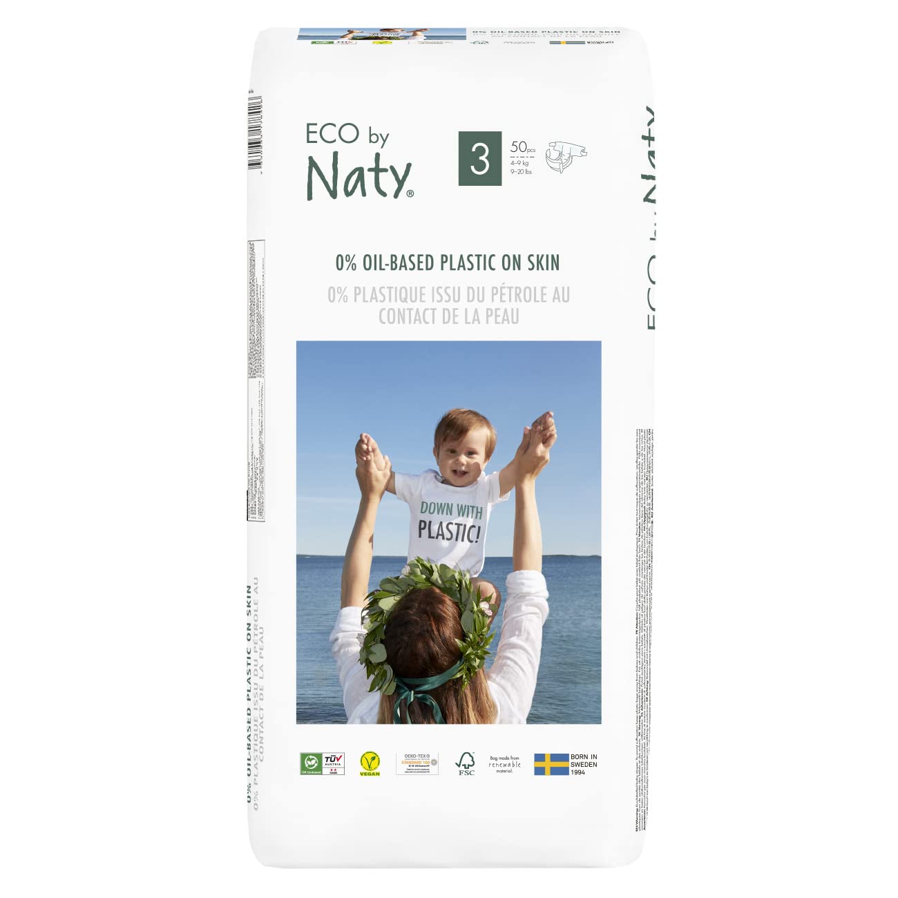 Eco by Naty Premium Disposable Diapers, Pack of 50