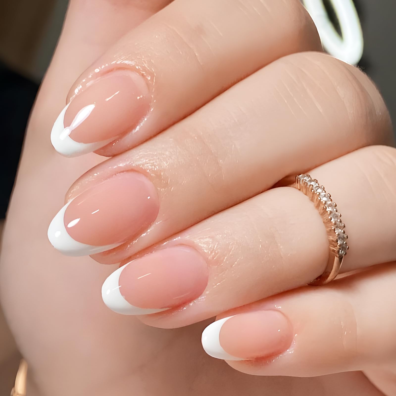 AddFavor French Tip Press on Nails Short Oval Fake Nails, 120pcs White French Tips Nails Press on Medium Almond False Acrylic Nails for Women and Girls - Image 2