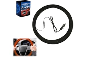 Heated Steering Wheel Cover, 15" Steering Wheel Protector Cover, Anti-Slip Universal Fit 12V Steering Wheel Outer for Winter 