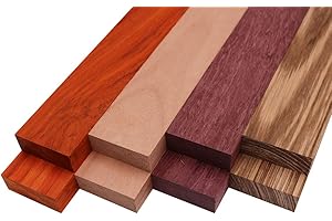 Barrington Hardwoods Imported Exotic Hardwood Variety Pack - Zebrawood, Purpleheart, Padauk, Okoume - 3/4" x 2" (8 Pcs) (3/4" x 2" x 12")