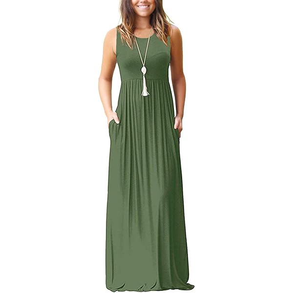 GRECERELLE Women's Summer Maxi Dress Short Sleeve V Neck Floor Length High  Waisted Dresses with Pockets, Amry Green, S at Amazon Women's Clothing store