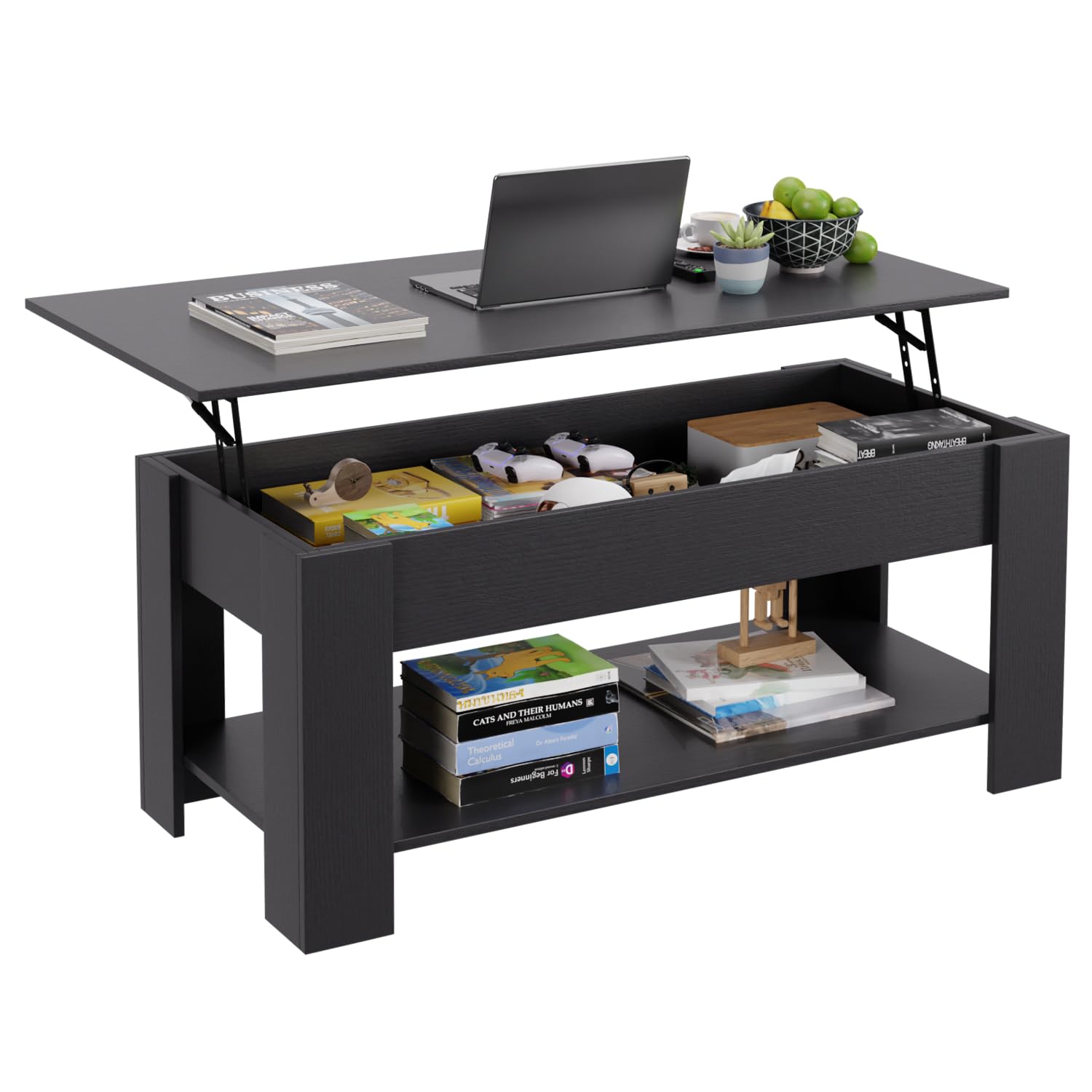 Photo 1 of **MISSING HARDWARE UNKNOWN**FDW 47" Lift Top Coffee Table with Hidden Large Storage Shelf and Compartment Lifted Wooden Dining Table for Living Room Home Office,Black