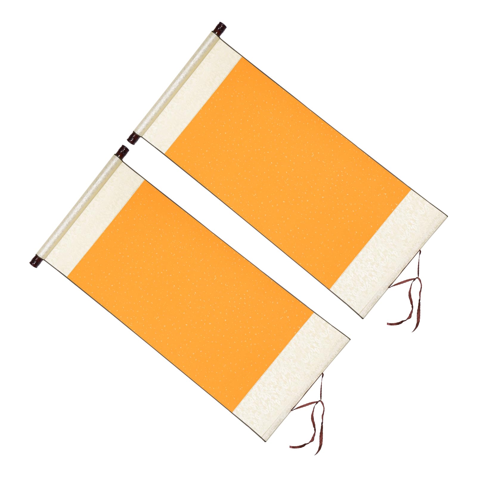 PATIKIL 35x16 Inch Xuan Paper Scroll, 2 Pack Silk Half Raw Ripe Blank Hanging Xuan Paper Chinese Calligraphy Practice Roll for Art Painting Home Decor, Yellow