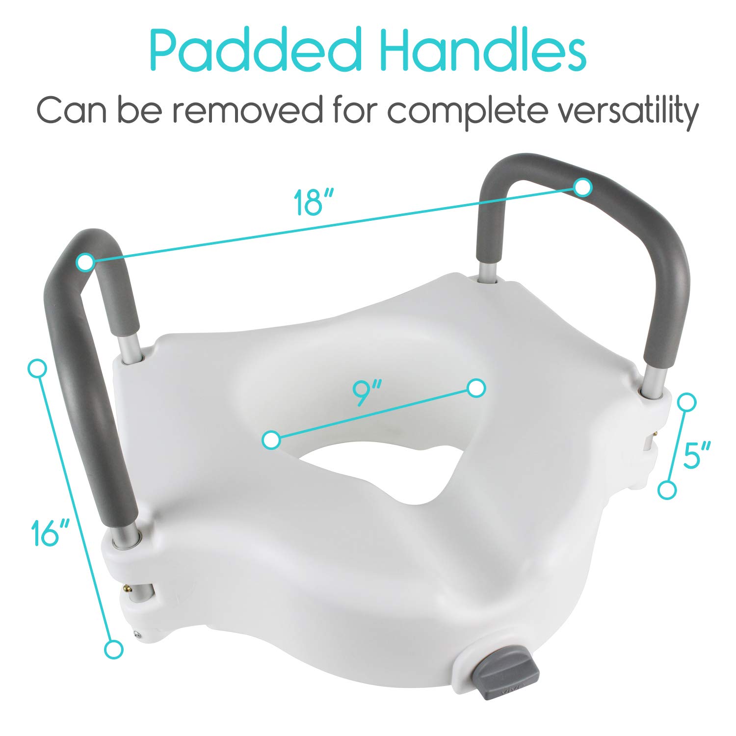 Vive Raised Toilet Seat 5" Portable, Elevated Riser with Padded