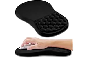 Hokafenle Ergonomic Mouse Pad Wrist Support, Wrist Rest Mousepad for Carpal Tunnel Pain Relief with Integrated Memory Foam Slope Massage Bulge (12x8 inch,All Black