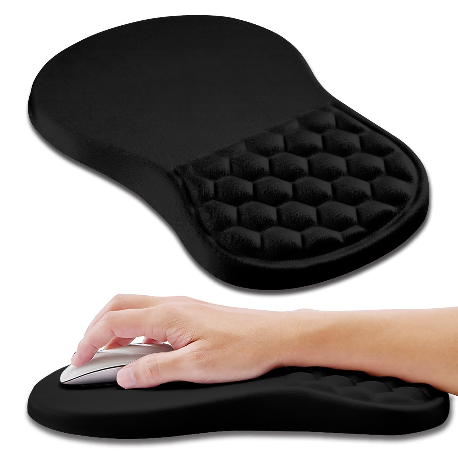 Photo 1 of Hokafenle Ergonomic Mouse Pad Wrist Support, Wrist Rest Mousepad for Carpal Tunnel Pain Relief with Integrated Memory Foam Slope Massage Bulge (11.8x7.9 inch,Polar Night