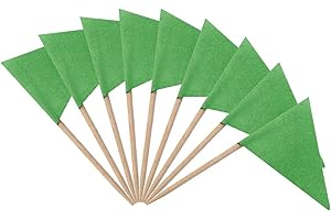 CANTENDO 100 Pcs Solid Green Toothpick Flags Small Mini Plain Green Color Triangle Stick Cupcake Toppers Flags DIY Decoration