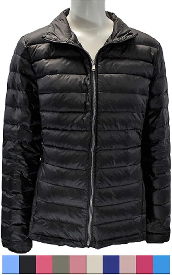 Harvey and Jones Womens Down Jacket Ultra Lightweight Parka Packable (Black, XSmall