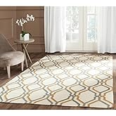 SAFAVIEH Dhurries Collection 5' x 8' Ivory / Black DHU104A Handmade Flatweave Premium Wool Area Rug