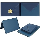 50 Pack Navy Blue A6 Envelopes with Cards 4x6 Thick Folded Cardstock and Gold Stickers for Greeting Cards, Wedding, Birthday, Invitations, Baby Showers (Navy Blue, 4x6)