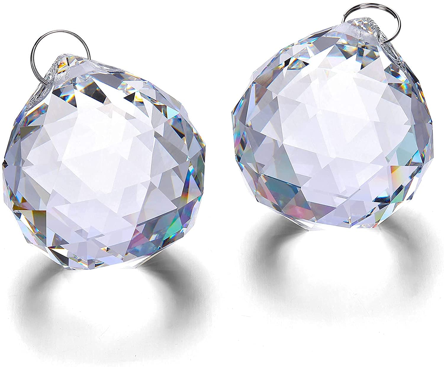 H&D HYALINE & DORA 40mm Crystal Rainbow Suncatcher,Glass Ball Prism Hanging Sun Catcher for Window Chandelier,pack of 2