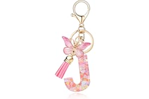 OKAICEN Fashion Alphabet Initial Letter Keychain Tassel Butterfly Pendant Key Ring for Purse Handbags Women Girl
