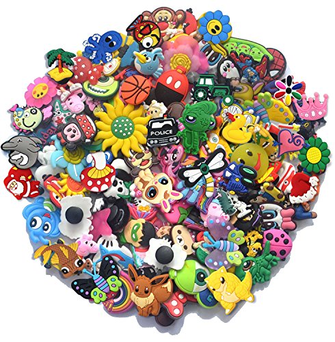 100pcs Random Different Shoe Charms for Croc bands shoes & Bracelet Wristband Kids Gifts Party Birthday