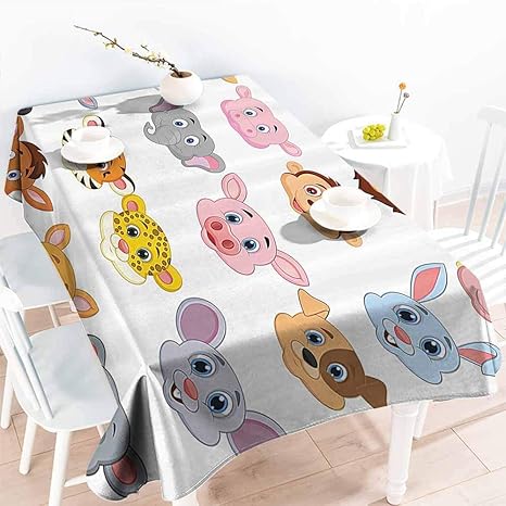 Amazon Homrkey レストラン テーブルクロス アニメ 子供 装飾 赤ちゃん動物 ライオン 豚 牛 農場 サファリ ベビー 保育室 イメージ マルチカラー ソフトで滑らかな表面 W70 Xl102 テーブルクロス オンライン通販