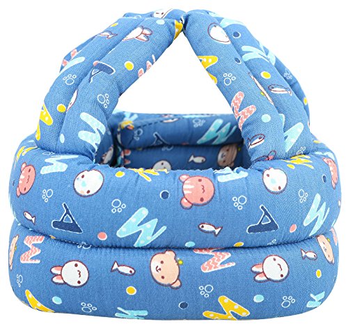 EPGM Baby Safety Helmet Toddler Protective Head Cushion Bumper,Blue Background Letter