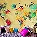Sunm Boutique Retro Watercolor World Map Tapestry Colorful Map Tapestry Wall Hanging Bedroom Living Room Dorm Home Decor(82.7 x 59.1 Inch, Multi)