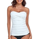 RELLECIGA Women's Ruched Tankini Top
