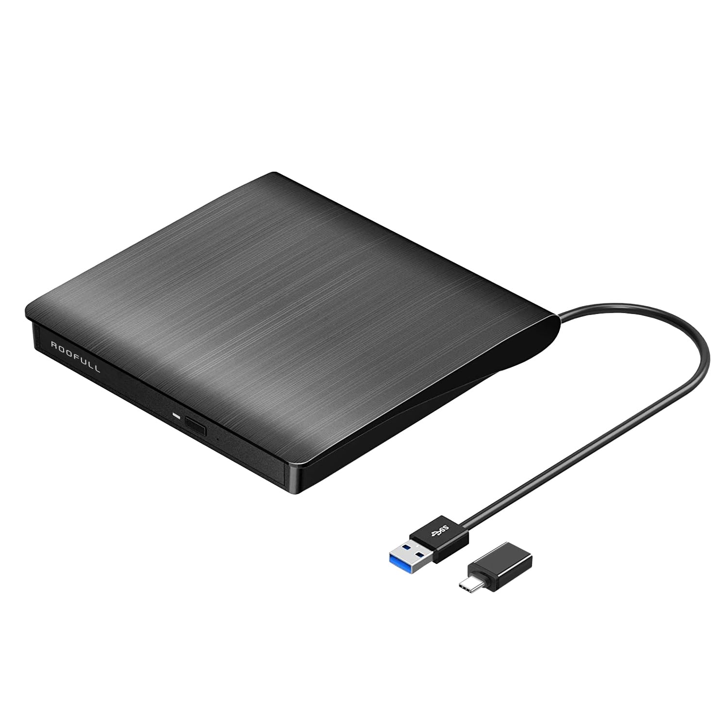 ROOFULL External CD DVD Drive for Laptop, USB 3.0 Type-C Portable CD/DVD Player Burner Reader Writer Adapter for Windows 11/10 Computer Mac MacBook Linux PC